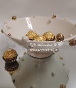 Keramikinis dubenėlis su auksuotais bumbulais