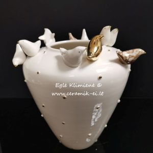 Keramikinė vaza su paukšteliais