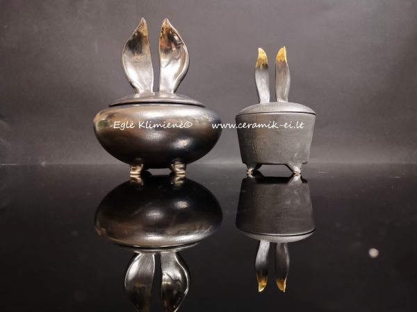Įvairių formų auksuotos keramikinės dėžutės iš kolekcijos "Kiškis"